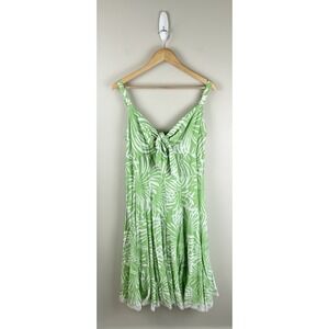 VASNA DESIRE 100% Cotton Midi‎ Dress Knot Front Sleeveless Lace Floral Sz Lg